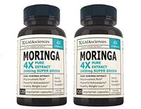 Moringa Oleifera Capsules: 4X Extract Moringa Powder - Super Greens Supplement Powder High Chlorophyll Capsules, Prenatal Dha Breast Feeding Supplements Conception Fertility Prenatal Vitamins Bulk X 2