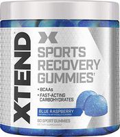 Scivation Xtend Sports Recovery Gummies, Blue Raspberry, 60Count, 3500mg Branched Chain Amino Acids, Bcaas, Fast-Acting Carbohydrates