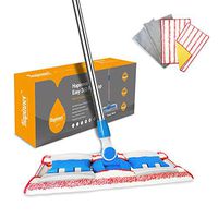HAPINNEX Hardwood Dust Microfiber Floor Mop - 4 Washable & Reusable Microfiber Flat Mop Cloths/Pads - For Home Kitchen Bathroom Cleaning - Wet or Dry Usage on Hardwood, Laminate & Tile