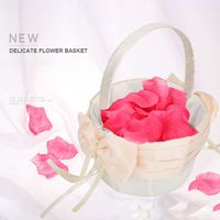 AUNMAS Flower Girl Baskets for Weddings Romantic Wedding Flower Bowknot Ribbon Basket for Wedding Ceremony Banquet Decoration