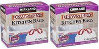Kirkland Signature Drawstring Kitchen Trash Bags - 13 Gallon - 200Count (Plastic, 2 Pack)