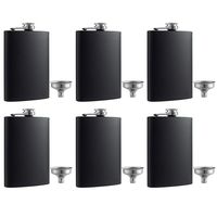 YWQ 6 Pcs 8 oz Matte Black Pocket Liquor Whiskey Hip Flask with Funnel, Stainless Steel and Leak Proof