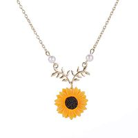 Bravetoshop Women Yellow Gold Plated Sunflower Leaf Branch Charm Pendant Long Necklace(Gold,Free Size)
