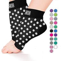 Go2 Plantar Fasciitis Socks|Best Ankle Compression Brace 22-25 mmHg|Arch Support Joint Heel Pain Relief|Foot Sleeves for Women and Men Reduce Swelling|Relieve Achilles Tendonitis(2p Blk w/White Plka, S)