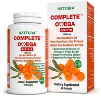 Complete Omega 3-6-7-9 * Pure Sea Buckthorn Oil * European Quality * from Unrefined, Cold Pressed Whole Sea Buckthorn Wild Berries - Non-GMO, Certified Kosher, Gluten-Free (1 Bottle (60 Capsules))
