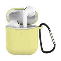 Headphone Case,Silicone Anti-lost Protective Cover Skin Case Compatible for Apple AirPods 2 with Ear Hook for Hiking/Running (Yellow)