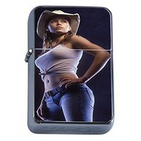 Texas USA Pin Up Girls Model Flip Top Oil Lighter S9 Smoking Cigarette Smoker Includes Silver Case