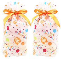 Zealax 15pcs Happy Birthday Candy Treat Bags Gift Wrapping Drawstring Plastic Goodies Package Bags, 6 inches x 9 inches