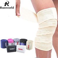 Runworld (1 Pair Elastic Breathable Knee Brace Compression Bandage Wraps Pain Relief Straps Support Wraps Sleeve for Men Women Cross Training WODs,Gym Workout,Fitness & Powerlifting (Beige)