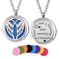 Kissreason Stainless Steel Angel Wing Aroma Aromatherapy Essential Oil Diffuser Necklace