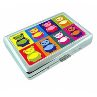 Pop Art Pop Icon Bears S6 Silver Cigarette Case Metal Wallet Id Holder 4" X 2.75" RFID Protection