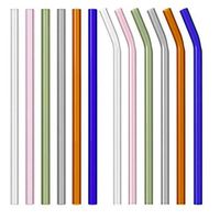 Jumbo Glass Smoothie Straws 8.5" x 10mm with 2 Cleaning Brushes for Milkshakes, Pack of 8 with 2 Cleaning Brush by Quotidian (Multi-Color)