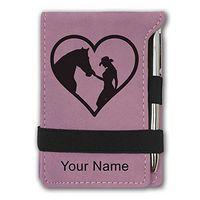 Mini Notepad, Horse Cowgirl Heart, Personalized Engraving Included (Pink)