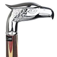 Colors Don't Run Chrome Plated Eagle Head Walking Cane with Inlaid Wenge Wood Shaft - Silver Collar