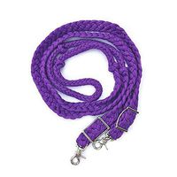 Southwestern Equine New Braided Barrel Racing Reins - Flat w/Easy Grip Knots 8ft (Purple with Snaps)