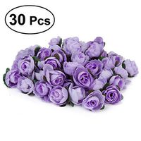 OULII 30pcs 3cm Silk Roses Flower Heads for DIY Craft Wedding Decoration (Light Purple)
