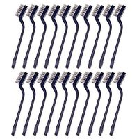 Sunmns 20 Pieces Mini Handle Stainless Steel Wire Bristles Brush Set for Cleaning Welding Slag, Stain and Rust (Silvery)