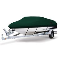 MSC Heavy Duty 600D Marine Grade Polyester Canvas Trailerable Waterproof Boat Cover,Fits V-Hull,Tri-Hull, Runabout Boat Cover (Forest Green, Model C - Length:16'-18.5' Beam Width: up to 94")