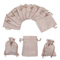 NBEADS 30 Pcs 4.72" Long Burlap Packing Pouches with Drawstring, Linen Burlap Pouches Gift Bags Small Candy Pouch Gunny Sack Bags for Christmas Party Wedding Favors Jewelry Bags, Dark Khaki