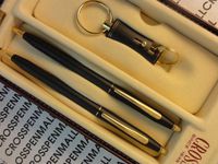 Cross Made in The USA Executive Accessories Classic Century Matte Black and 23k Ball Point Pen, 0.5MM Pencil and Key Chain Set New Made in USA