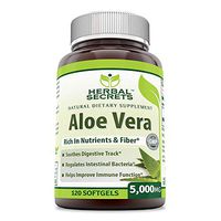 Herbal Secrets Aloe Vera Natural Dietary Supplements, 120 Softgels, 5000 Mg