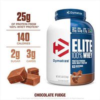 Dymatize Elite 100% Whey Protein Powder, 25g Protein, 5.5g BCAAs & 2.7g L-Leucine, Quick Absorbing & Fast Digesting for Optimal Muscle Recovery, Chocolate Fudge, 5 Pound