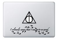 Die-Cut Vinyl Decal for Laptop MacBook car or Any Smooth Surfaces HP Fans Deathly Hallow I Swear Decals (Black) (Black)