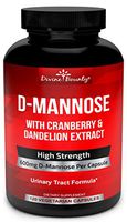 D-Mannose Capsules - 600mg D Mannose Powder per Capsule with Cranberry and Dandelion Extract for Natural Urinary Tract Infection and UTI Support - 120 Veggie Capsules