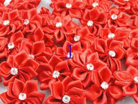 50pcs Satin Nine Plus Drill Ribbon Flowers with Appliques Craft DIY Wedding (J)