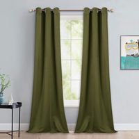 NICETOWN Patio Glass Door Panels - Blackout Curtains for Bedroom/Living Room, Privacy Panel Drapes for Dining Room and Guest Room (Olive Green, 42 inches Wide x 90 inches Long, 1 Pair)