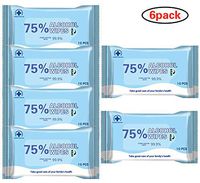 Hand Wipes(6 Pack), Soft 75% Alcohol Wipes Wet Hand Wipes Bulk, Large Wet Wipes(8"x 6")