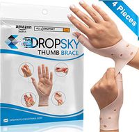 DropSky [4pcs] Gel Wrist Thumb Support Braces Soft Waterproof Breathable, Relief Pain Carpal Tunnel, Arthritis Thumb, Fits Both Hands, Lightweight, Therapy Elastic Silicone, Stabilizer Support [Nude]