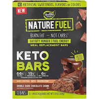 Nature Fuel Keto Bars Meal Replacement Bars with Whey Protein and MCTs, Burn Fat 7 Fuel Energy Double Dark Chocolate Chunk (12 Bars)