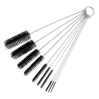 Tuscom 10 Pcs Airbrush Cleaning Brushes Kit Spray Gun Cleaning Brush Stainless Steel Nylon Bristle Needle Brush Set for Cleaning Drink Straws, Airbrushes, Paint Spray Guns, Keyboards, Sewing (Black)
