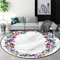 RUGSMAT Letter O Anti-Skid Area Rug,ABC of Summer Nature Pattern Floor Seat Pad Home Decorative Indoor Round-51