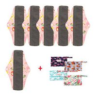 OHBABYKA Washable Reusable Bamboo Sanitary Napkins Pads for Women,Super-Absorbent, Soft and Comfortable (S, BW-4)