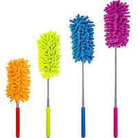 Hestya Dusting Brush with Extendable Telescoping Pole, Microfiber Hand Duster Brush for Home, Office, Car Interior and Exterior Use (Pack of 4)