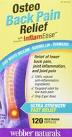 Webber Naturals Osteo Back Pain Relief with InflamEase and White Willow, Boswellia, Turmeric, 120 Vegetarian Capsules