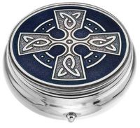 Pill Box (large size) in a Celtic Cross Design in Purple Color