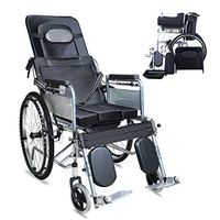 MLX Elderly Wheelchair, Full-Lying Multi-Purpose Handicapped Trolley, High Backrest Anti-Backward, Suitable for Disabled Persons with Legs and Feet