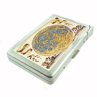 Perfection In Style Metal Cigarette Case with Built in Lighter Vintage World Maps Design 014