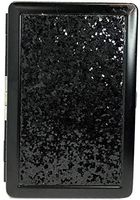 Eclipse Black Glitter Metal Crushproof Cigarette Case, Kings and 100's, 3101GL1