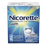 Nicorette Nicotine Gum to Quit Smoking, 2 mg, White Ice Mint Flavored Stop Smoking Aid, 160 Count (Pack of 1)
