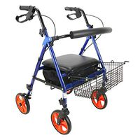 SISHUINIANHUA Folding Walker Drive Medical Aluminum Alloy Four Wheel Rollator,Locking Handbrakes, Adjustable Handle Height, Padded Seat