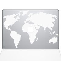 The Decal Guru 0194-MAC-13X-W World Map Vinyl Sticker, 13" MacBook Pro (2016 & Newer), White