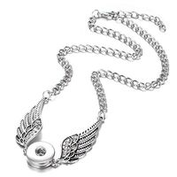 New Style Angel Wings Pendant Drill Snap Fit Noosa Necklace Chunk Charm Button Prom Pretty Beautiful Cute For gift Simple Lovely Jewerly Womens Comfortable