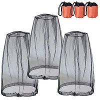 BoBofly Mosquito Head Nets Gnat Repellant Head Netting,3 Pack Protective Cover Mask Face Anti-Mosquito Bee Bug Insect Fly Mask for Fishing Hunting Hiking Camping with Free Stock Pouches (Black)
