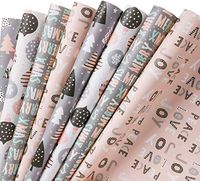 Christmas Gift Wrapping - Gift Wrapping Paper Sheet - Christmas Kraft Wrapping Paper - 1 Roll Contains 8 Sheets - 17.5 inch X 30 inch Per Sheet