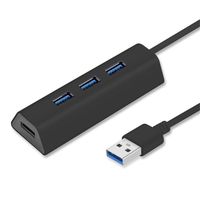 Acasis HS0063 Aluminum 4-Port USB 3.0 Hub 5Gbps Splitter Super Speed with Mini USB Power Interface PC Laptop Spare Parts (0.6M, Black)