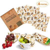 Reusable Beeswax Wrap 4 Packs,OYUNKEY Replace Plastic Wrap,Eco Friendly Food Storage Wraps| Home,Refrigerator,Kitchen |2 Medium,2 Large Size